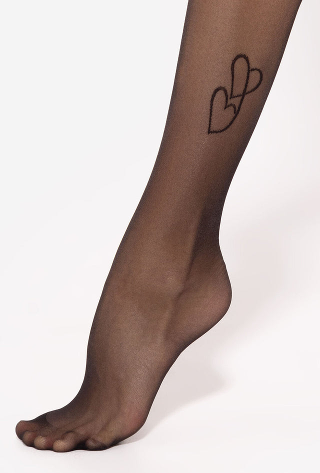 Gatta Lovely 06 - 20den mönstrade damstrumpbyxor med hjärtmotiv