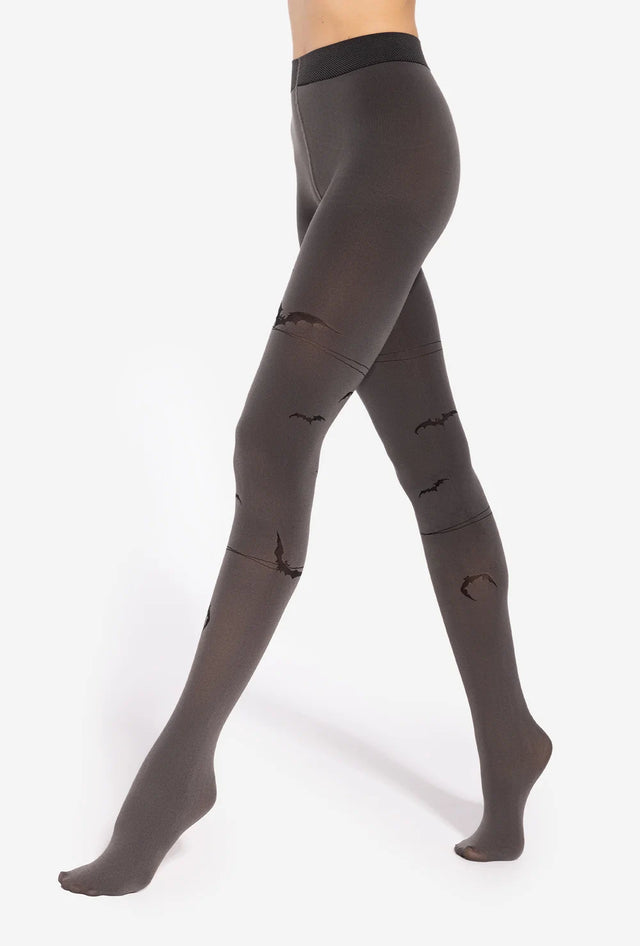 Gatta Crazy Trick 01 - 50den Spooky Halloween Strumpfhose mit Fledermaus Motiv