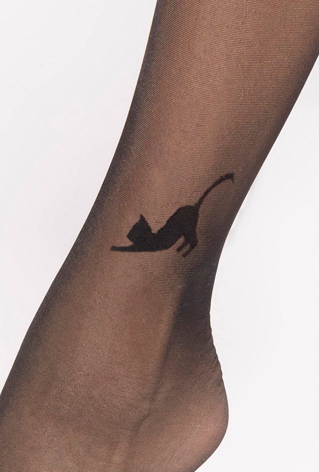 Gatta Gatto - Feinstrumpfhose mit Katzenmotiv Tattoo