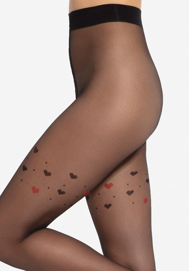 Gatta Lovely 02 | Strumpfhose mit roten und schwarzen Herzen | - GATTA FASHION