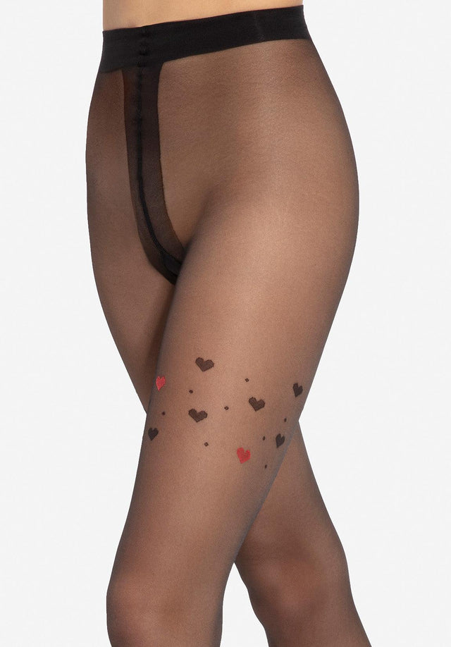 Gatta Lovely 02 | Strumpfhose mit roten und schwarzen Herzen | - GATTA FASHION
