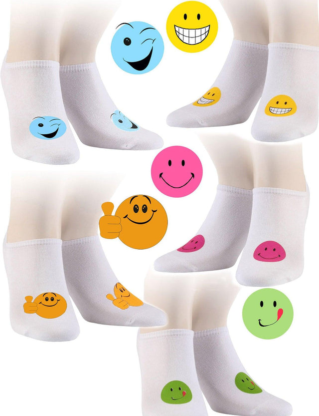 Gatta Smiley Sneaker | 5er Vorteilspack | Damen Füßlinge mit Motiv - GATTA FASHION