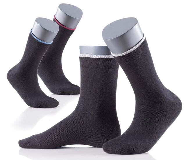 Perfect Men Classic Socken | 6er Vorteilspack | schwarz mit farbigen Bund - GATTA FASHION