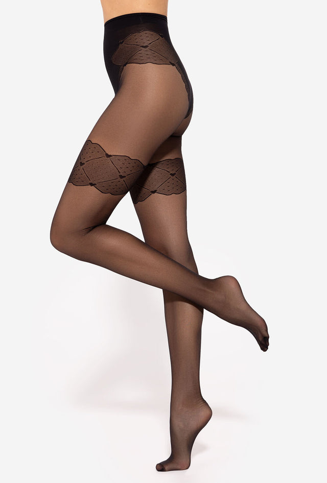 Gatta Lovely 08 - Strumpfhose mit Strapse und Jacquard Panty Design