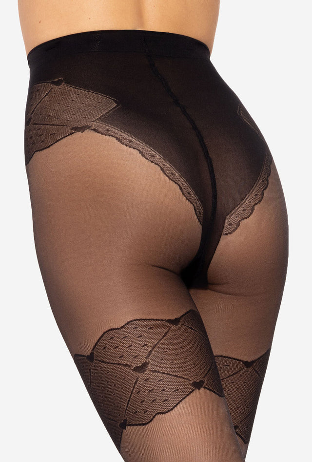 Gatta Lovely 08 - Strumpfhose mit Strapse und Jacquard Panty Design