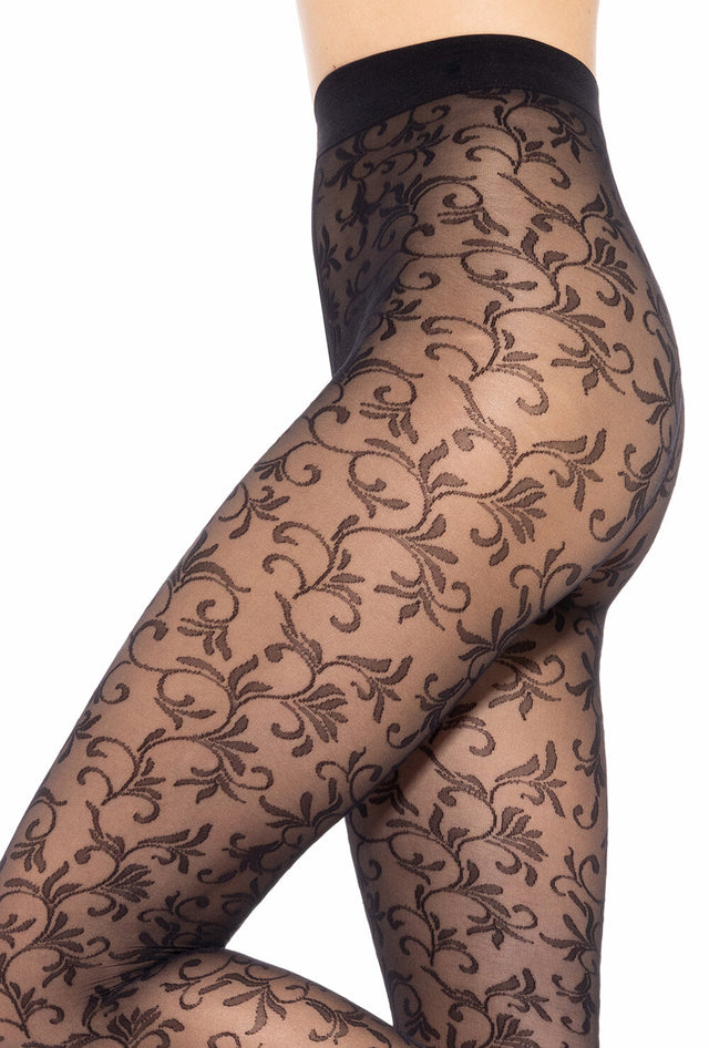 Gatta Floral 03 - 30den flowery women's tights with an elegant floral pattern