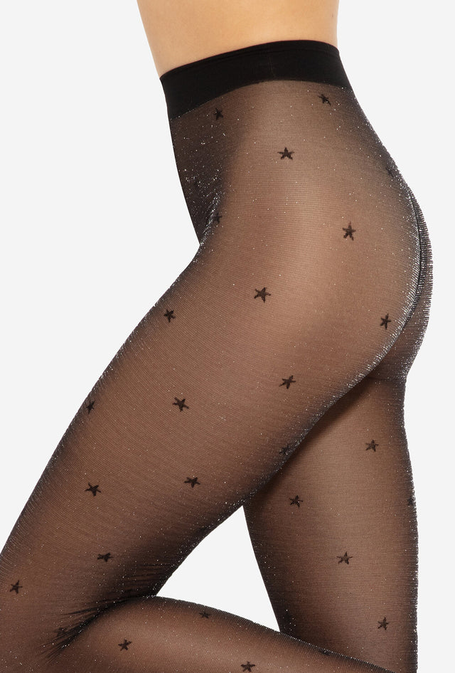 Gatta Silver Party 13 - 20den Party Silvester Star Glitzerstrumpfhose Sterne