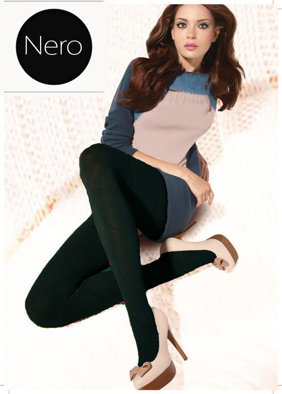 Gatta Cotton Up&Go 04 | gemusterte Strickstrumpfhose - Nero