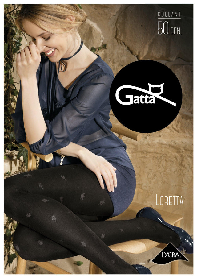 Gatta Loretta 113 | 50DEN | gemusterte Strumpfhose mit Katzenmotiv - GATTA FASHION