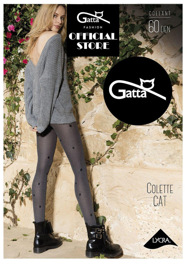 Gatta Colette Cat 01 | 60den | gemusterte Strumpfhose mit Katzenmotiv - GATTA FASHION