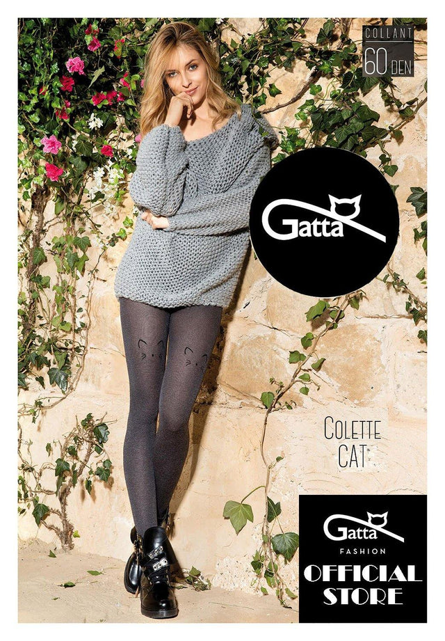 Gatta Colette Cat 02 | 60den | gemusterte Strumpfhose mit Katzenmotiv - GATTA FASHION