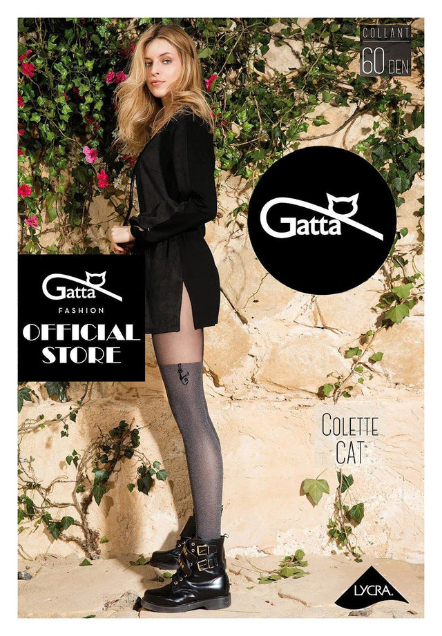 Gatta Colette Cat 04 | 60den | gemusterte Strumpfhose mit Katzenmotiv - GATTA FASHION