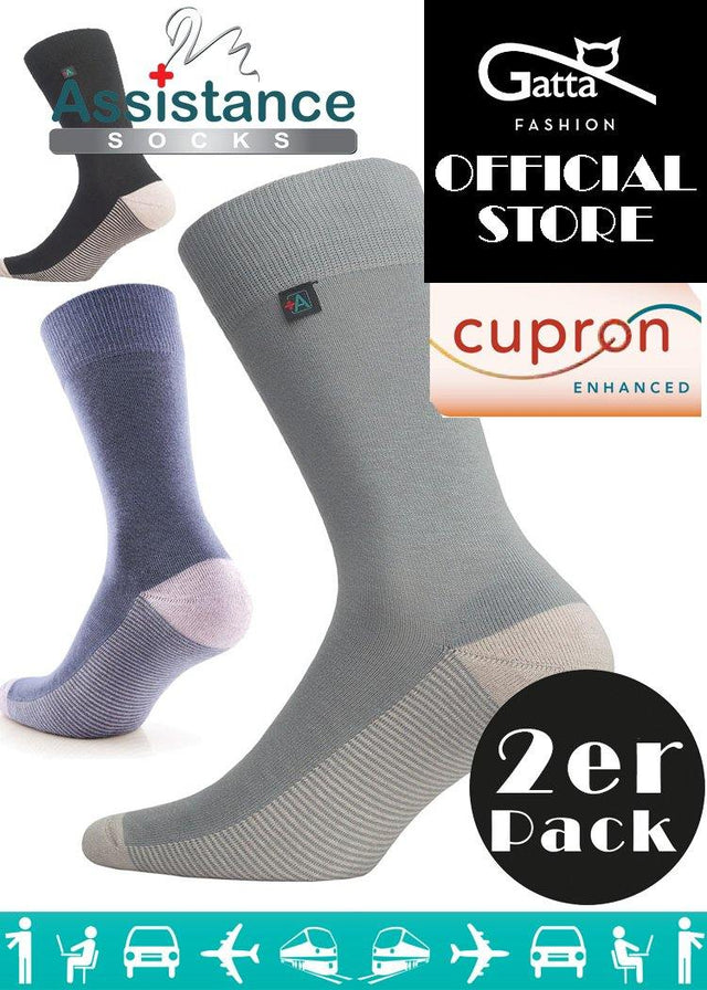 Assistance Herren Cupron Socken mit antibakterieller Sohle | 2er Pack | - GATTA FASHION