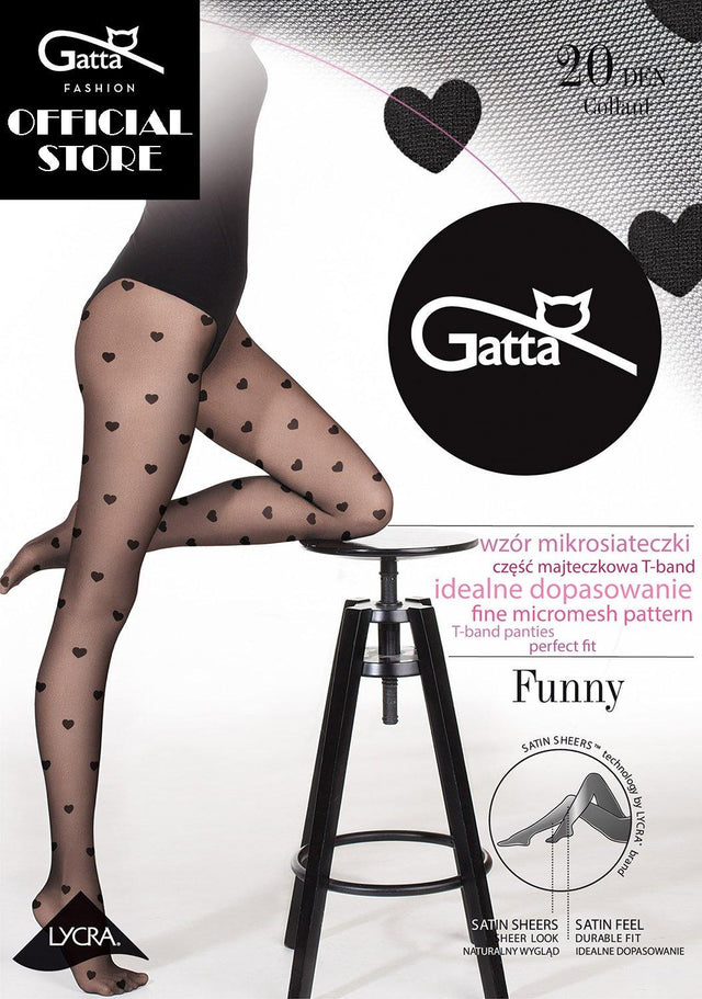 Gatta Funny 08 | 20DEN | Feinstrumpfhose mit Herzen - GATTA FASHION