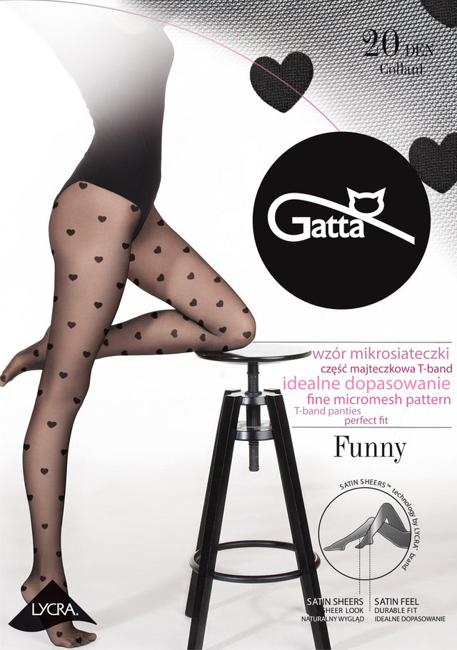 Gatta Funny 08 | 20DEN | Feinstrumpfhose mit Herzen - GATTA FASHION