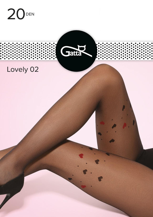 Gatta Lovely 02 | Strumpfhose mit roten und schwarzen Herzen | - GATTA FASHION