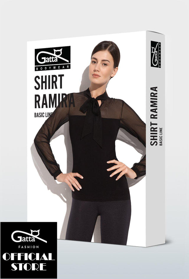 Gatta Ramira Blouse | Langarmshirt mit Tüll und Schleife - GATTA FASHION